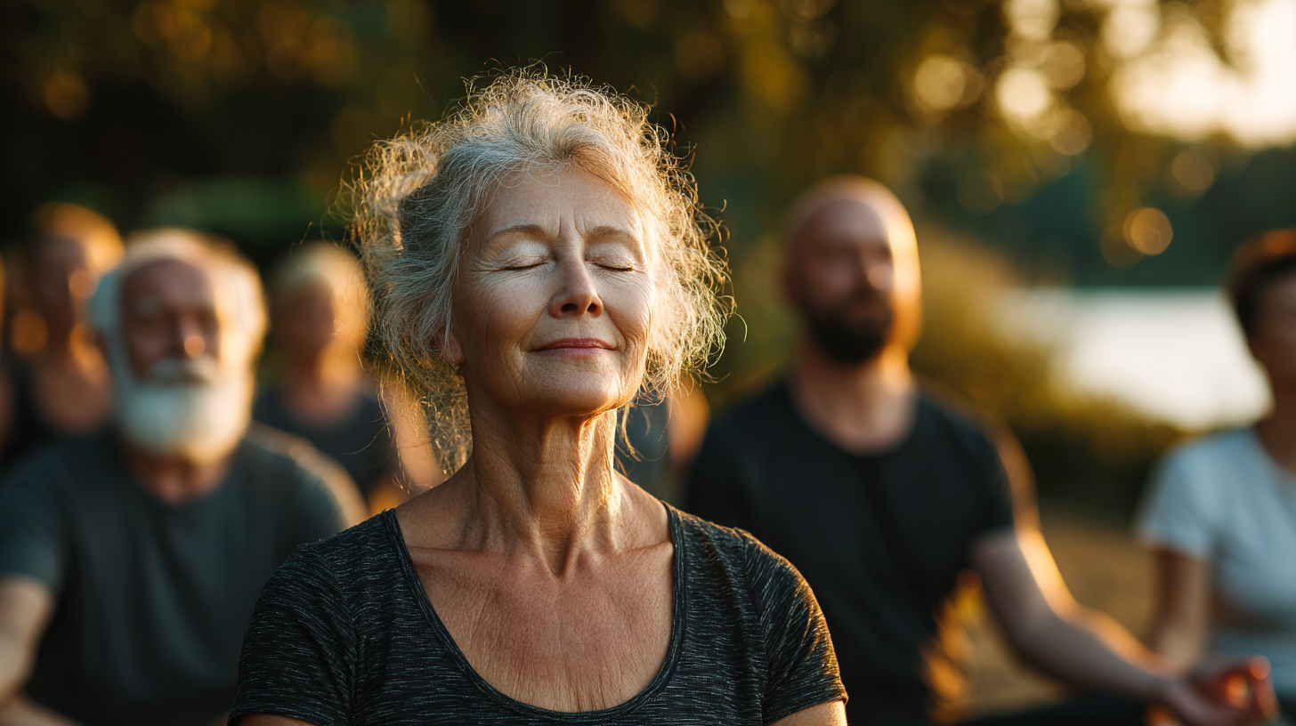 Медитація у саду серед квітів